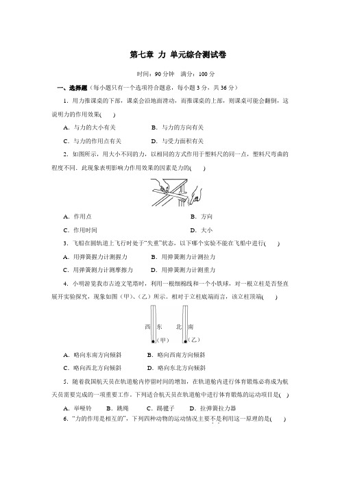 2020年春季人教版八年级物理下册 第七章 力  单元综合考试测试卷