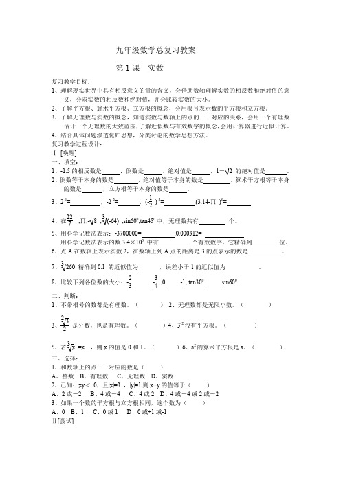 华师版九年级数学中考总复习教案集(31课时)