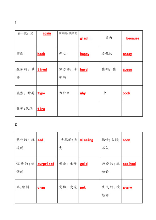 英语北京版四年级上册单词汇总