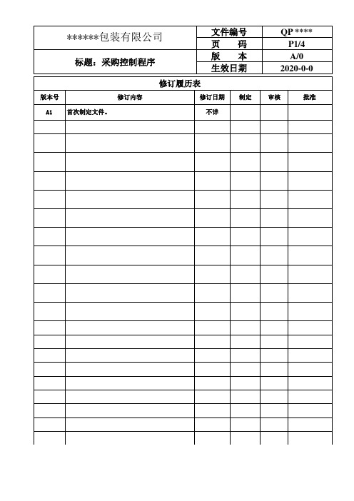 ISO9001质量管理程序文件--采购控制程序