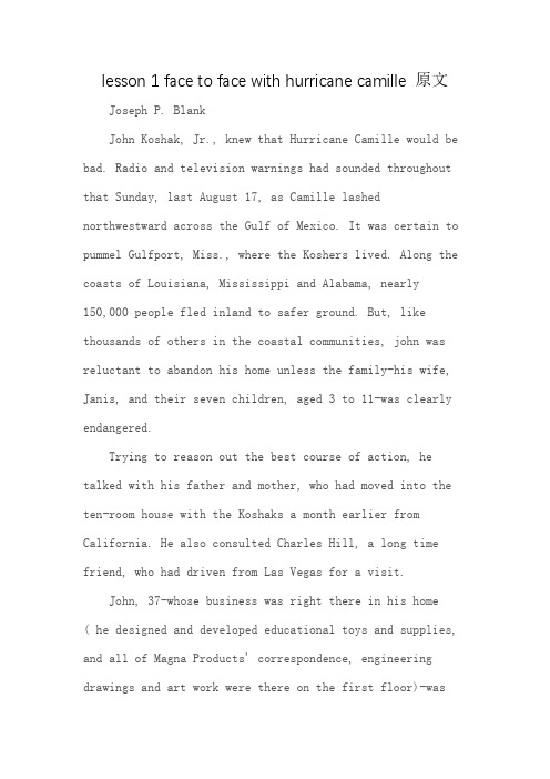 lesson 1 face to face with hurricane camille 原文