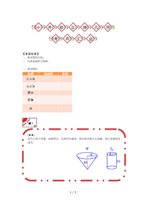 小升初立体几何考点汇总