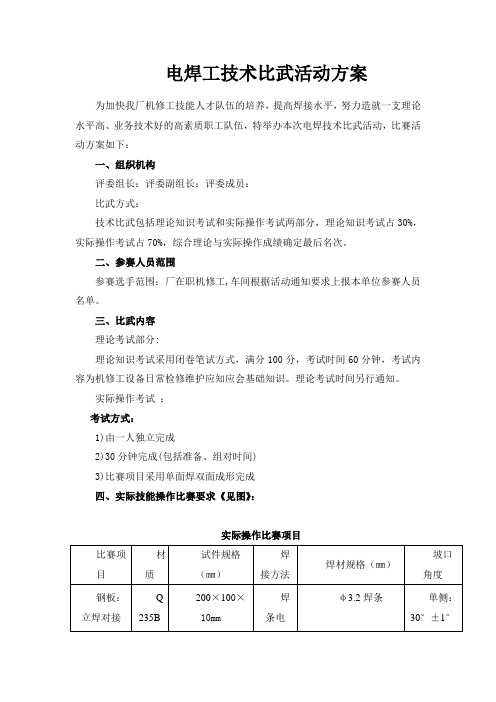 机修工技术比武方案