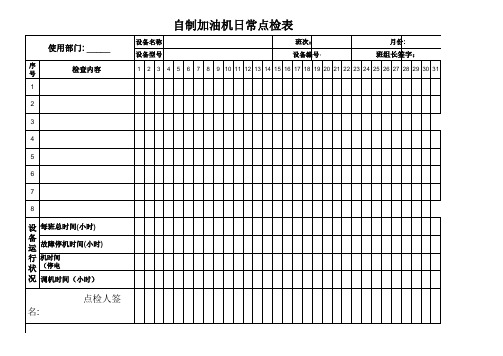 自制加油机日常点检表