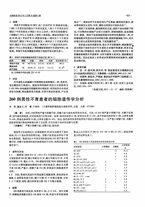 260例男性不育患者的细胞遗传学分析