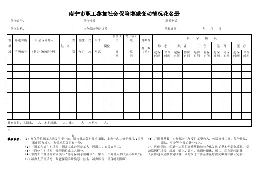 社会保险人员增减表