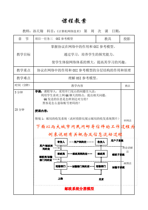 完整word版,OSI参考模型教案