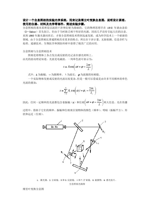 设计一个全息照相的实验光学系统