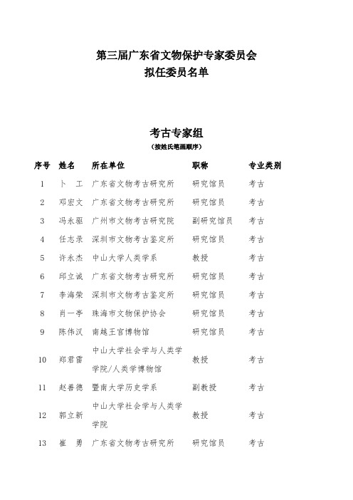 第三届广东省文物保护专家委员会