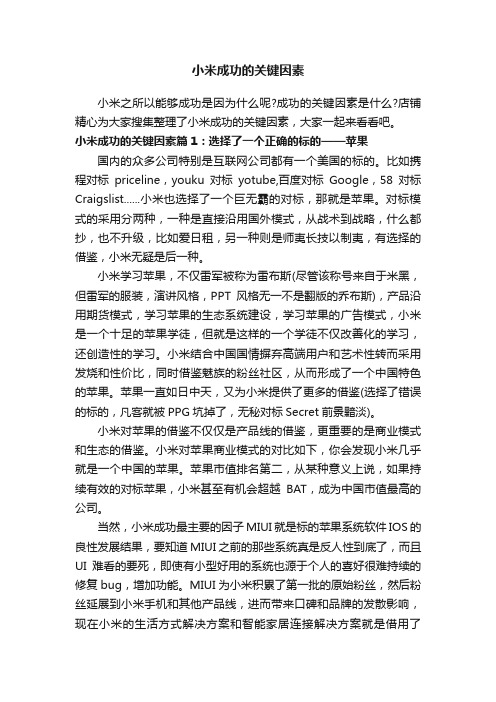 小米成功的关键因素