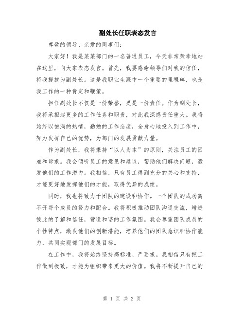 副处长任职表态发言