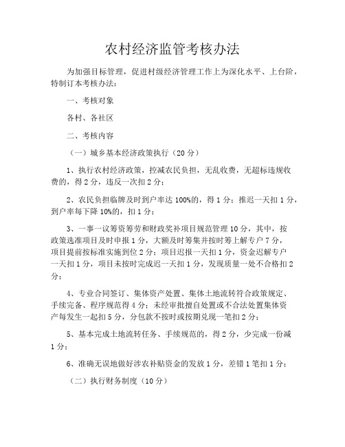 农村经济监管考核办法