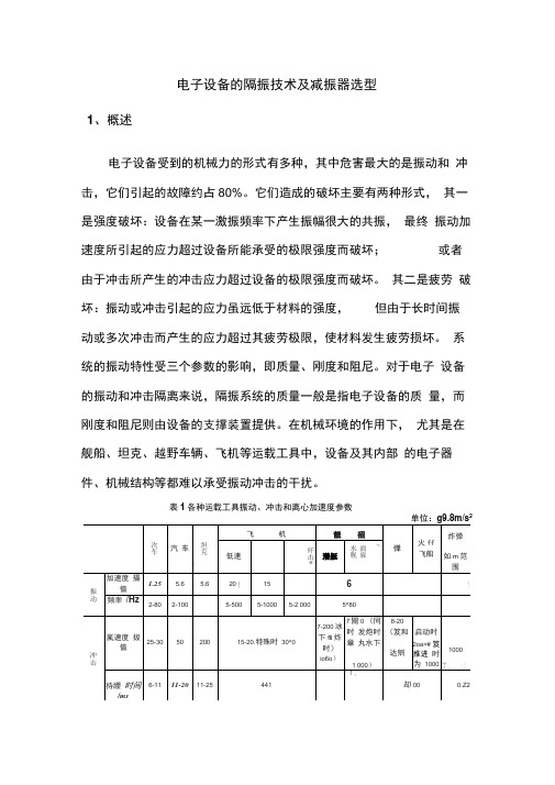 电子设备的隔振技术及减振器选型资料