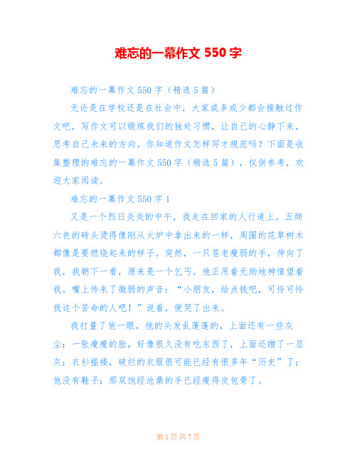 难忘的一幕作文550字