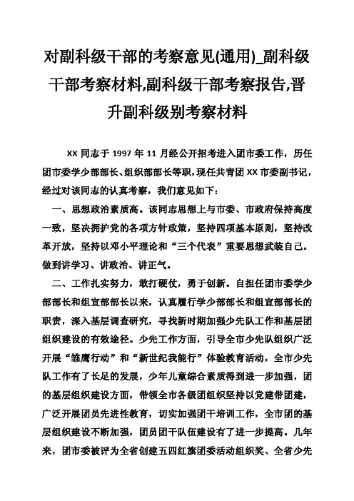 对副科级干部的考察意见（通用）_副科级干部考察材料,副科级干部考..