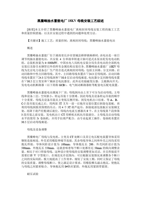 黑麋峰抽水蓄能电厂18KV母线安装工艺综述