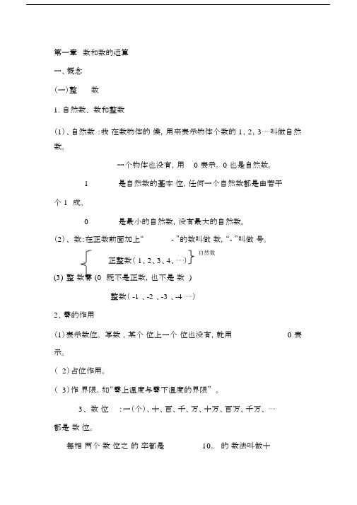 (完整版)小升初数学总复习知识总结之数和数的运算.docx