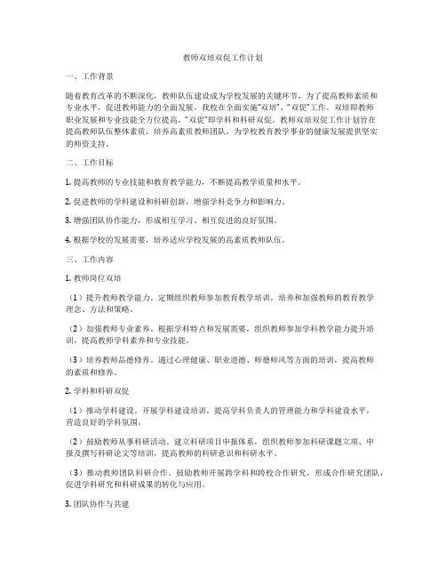 教师双培双促工作计划