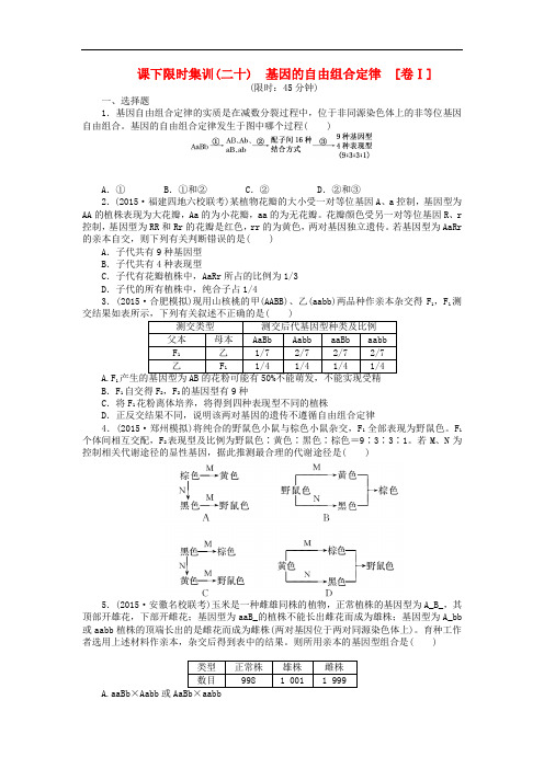 高三生物一轮复习 第一单元 第2讲 基因的自由组合定律课下限时集训1 新人教版必修2