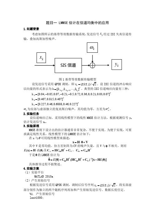 LMMSE算法信道均衡MATLAB仿真