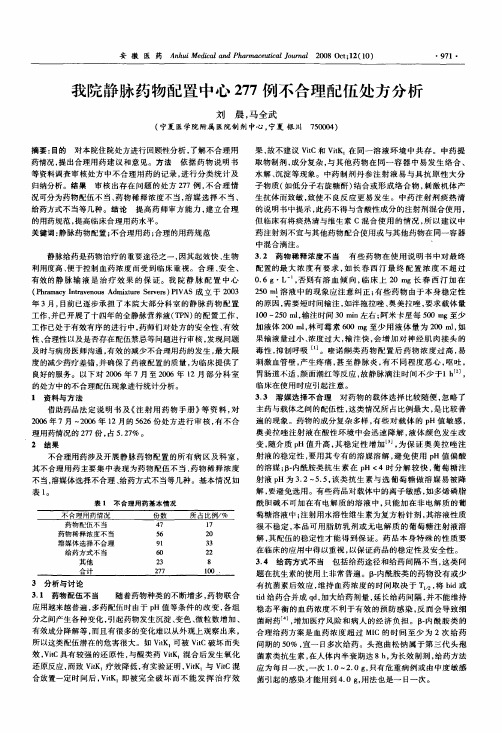 我院静脉药物配置中心277例不合理配伍处方分析