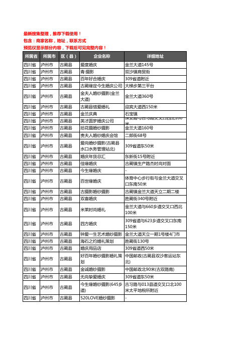 新版四川省泸州市古蔺县婚庆公司企业公司商家户名录单联系方式地址大全27家