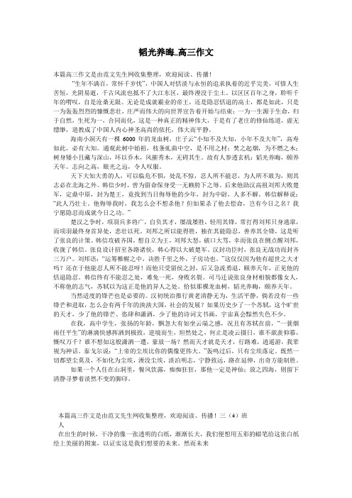 韬光养晦_高三作文