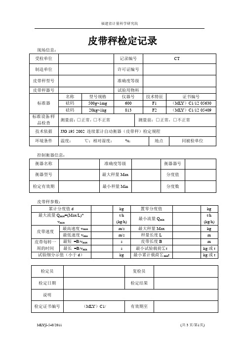 皮带秤检定记录