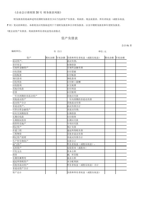 新会计准则全套报表模板