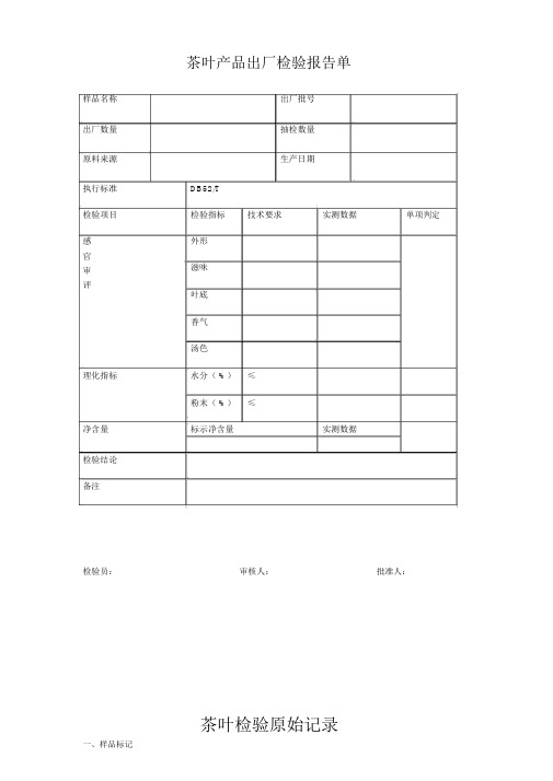 茶叶产品出厂检验报告模板单.doc