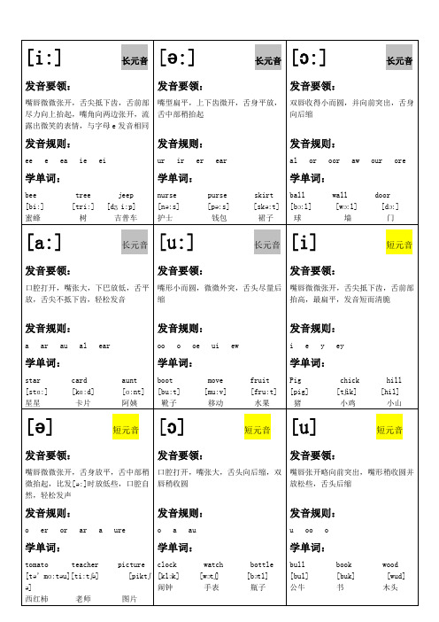 英语音标卡片