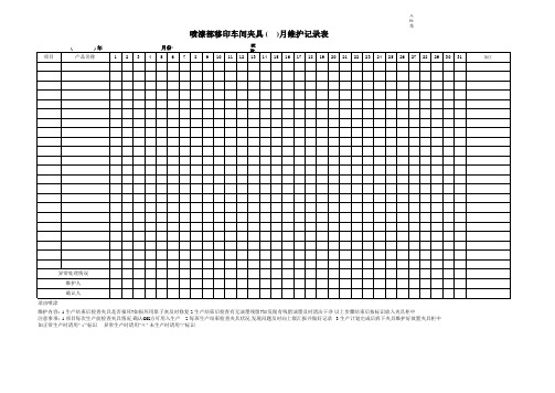 移印车间夹具每月维护记录表[空白模板]