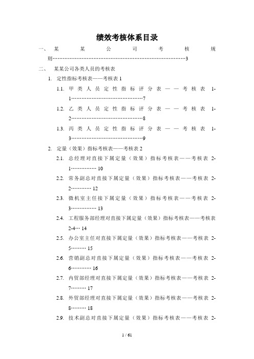 某公司绩效考核全套流程表格(doc 71页)