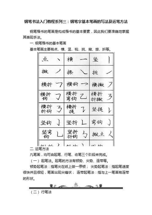 钢笔书法入门教程系列三：钢笔字基本笔画的写法及运笔方法