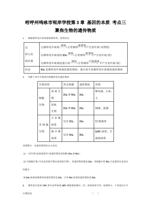 呢岸学校高三生物 第3章 基因的本质 考点三 聚焦生物的遗传物质复习2