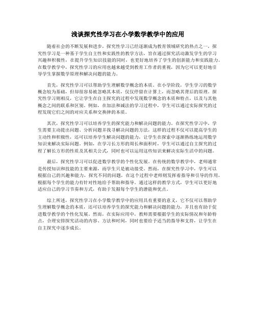 浅谈探究性学习在小学数学教学中的应用