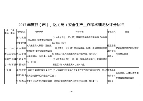 2017年度县(市)、区(局)安全生产工作考核细则及评分标...