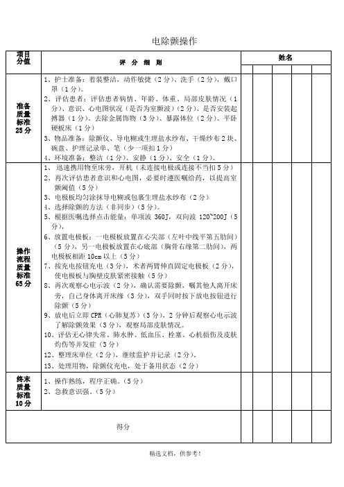 电除颤操作评分标准