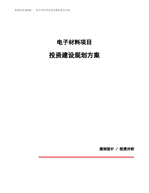 电子材料项目投资建设规划方案(模板)