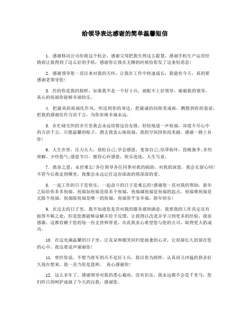 给领导表达感谢的简单温馨短信