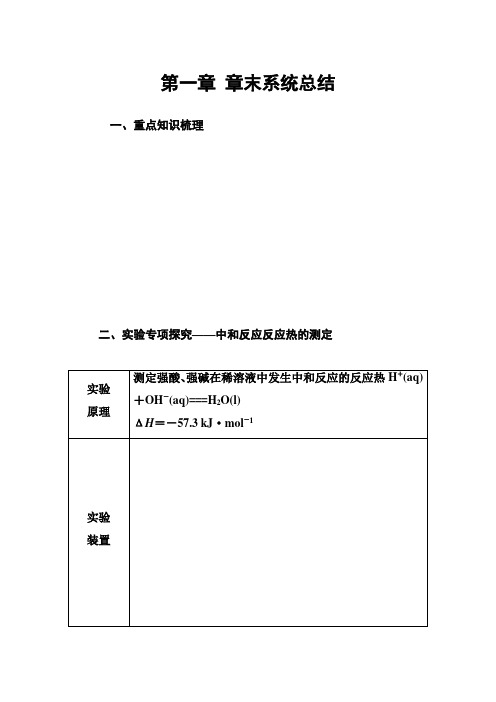 人教版高中化学选修4练习：第一章章末系统总结 含答案