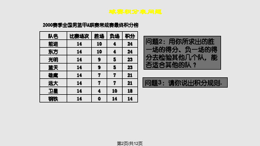 实际问题与一元一次方程球赛积分问题