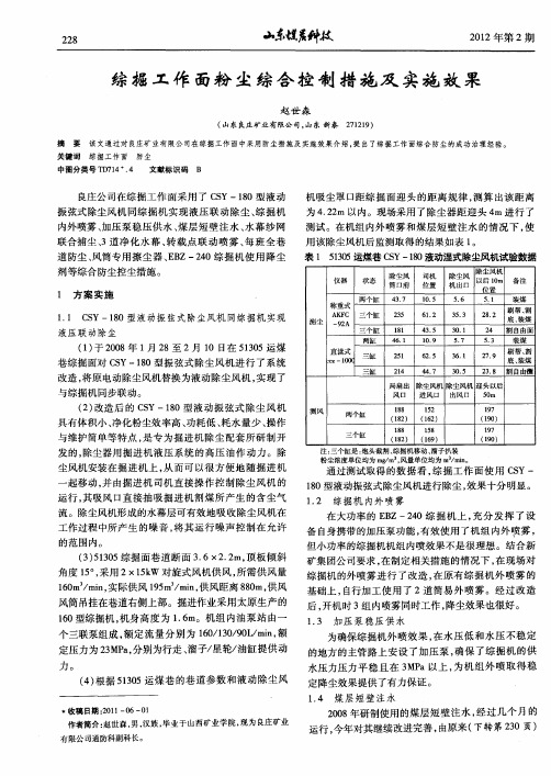 综掘工作面粉尘综合控制措施及实施效果