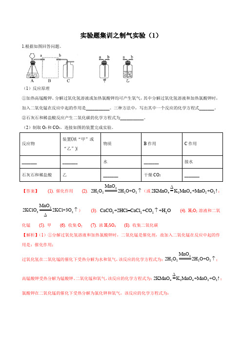 实验题集训之制气实验(1)(解析版)-揭秘2021年中考化学之题型集训(全国通用)