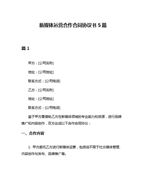 新媒体运营合作合同协议书5篇