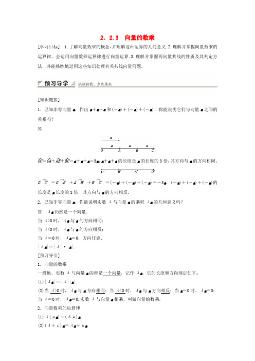 高中数学 第二章 平面向量 2.2.3 向量的数乘学案 苏教版必修4-苏教版高一必修4数学学案