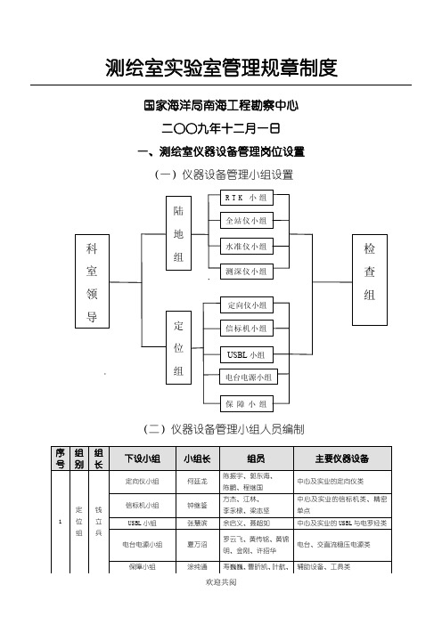 测绘室实验室管理规章管理办法