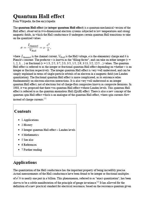 Quantum Hall effect - Wikipedia, the free encyclopedia
