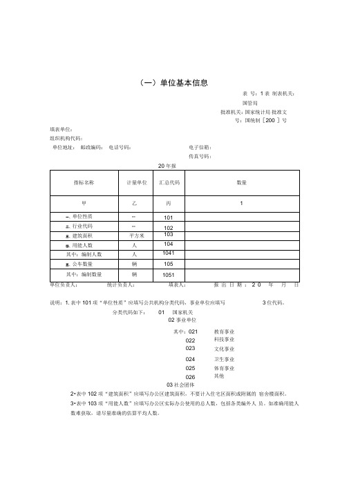 公共机构能源资源消耗统计表