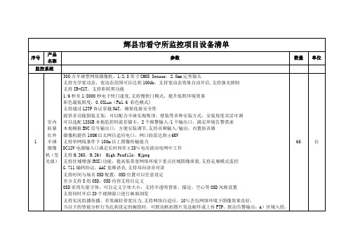 辉看守所监控项目设备清单